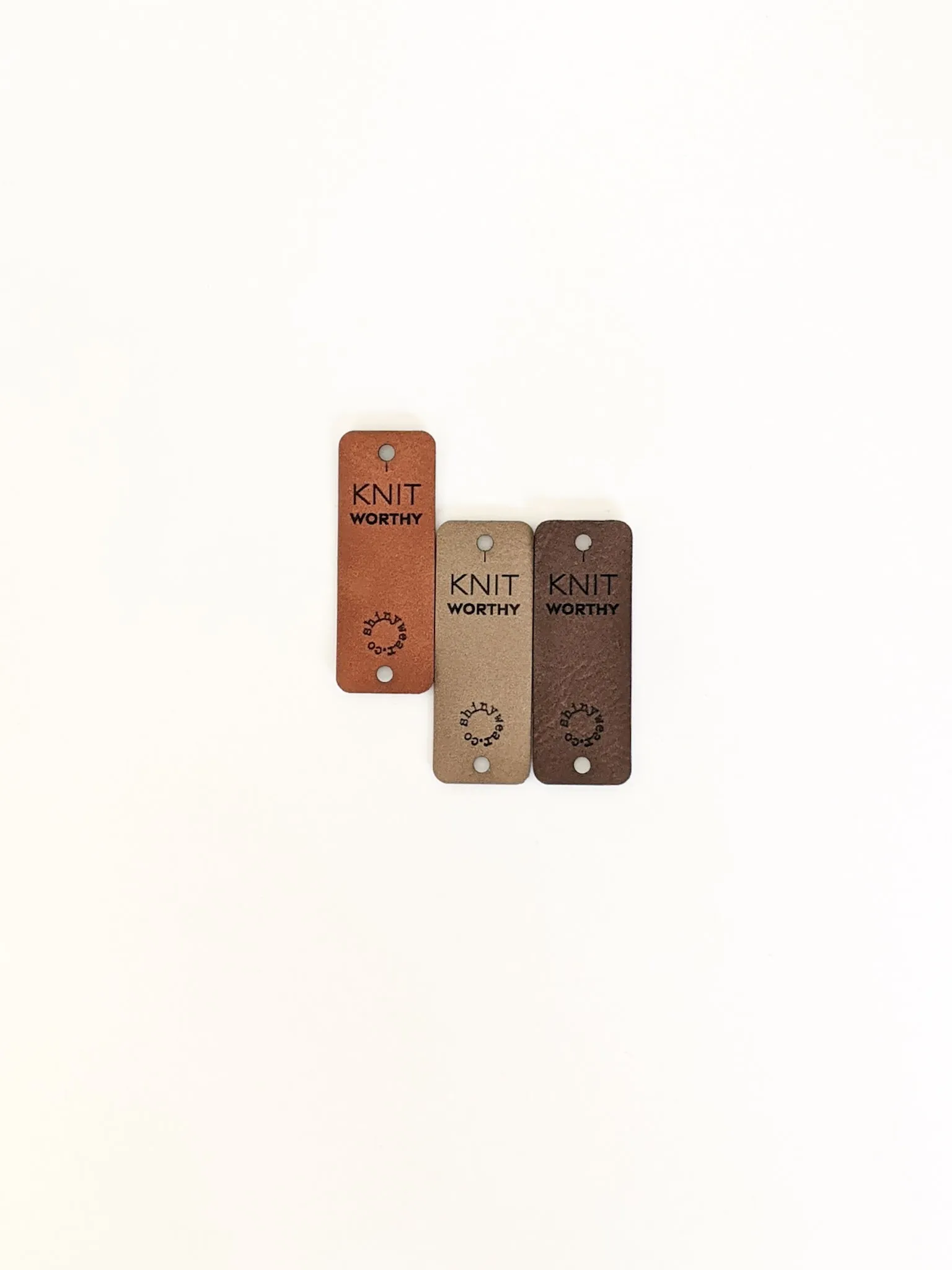 Knitworthy no-sew leatherette tag