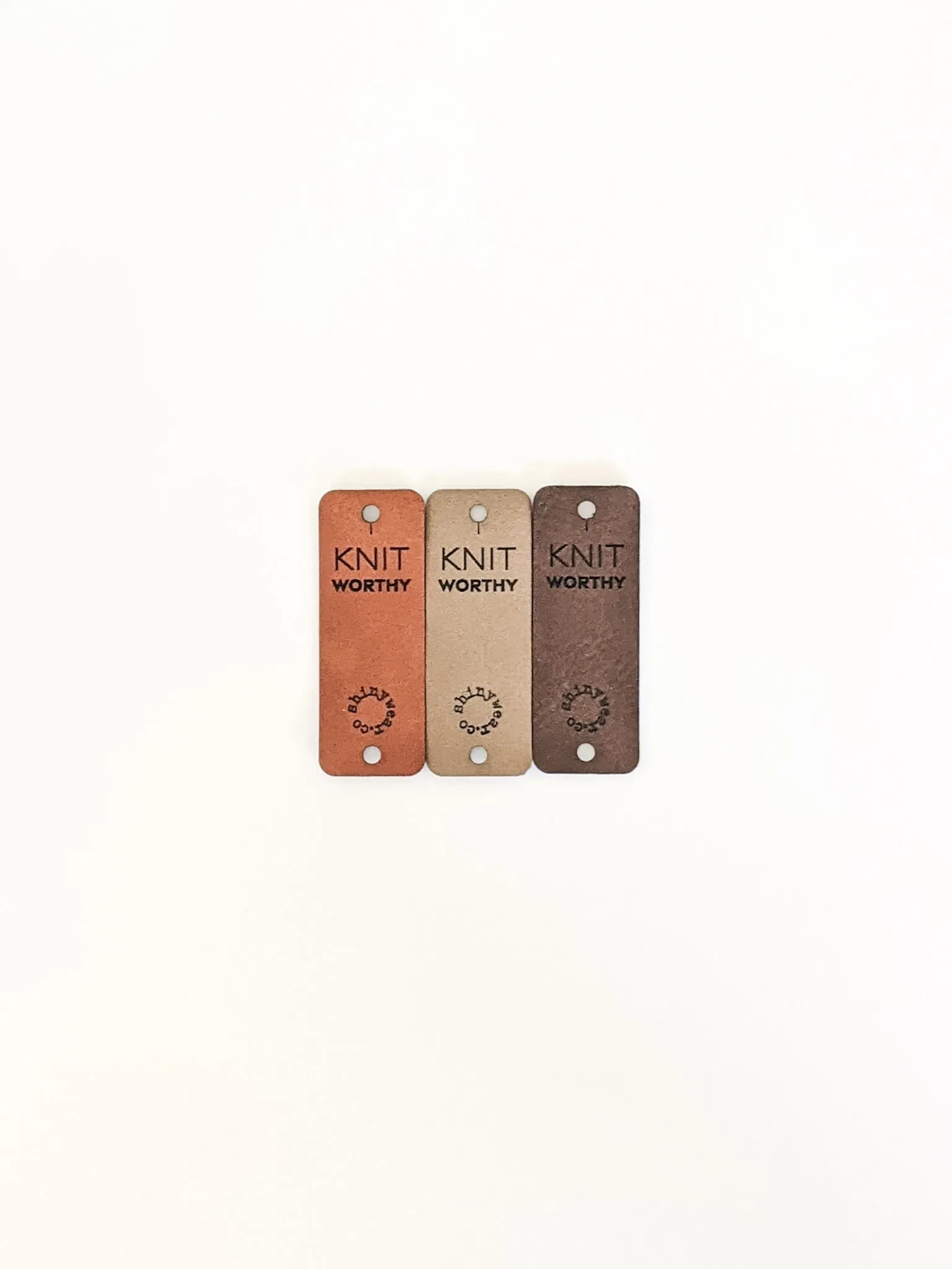 Knitworthy no-sew leatherette tag