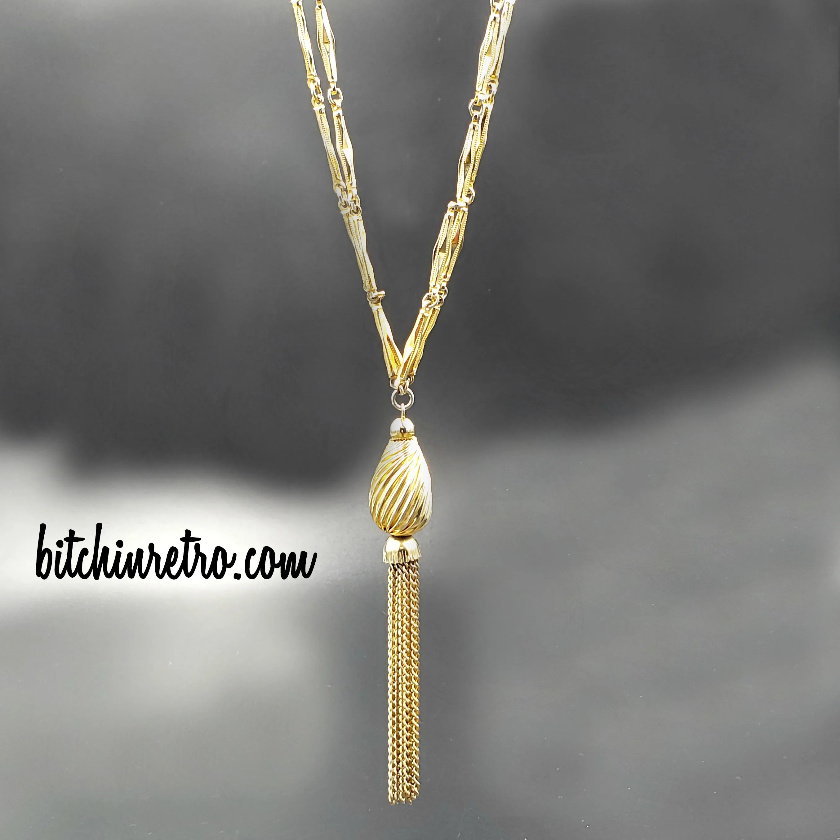Kramer Vintage Tassel Necklace With Geometric Link Chain