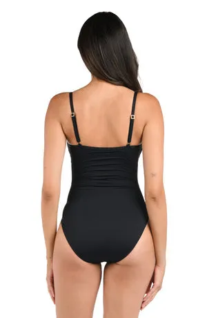 La Blanca Island Goddess Draped Front Lingerie One Piece