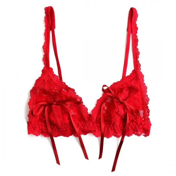 Lace Peek-A-Boo Bralette - Red -