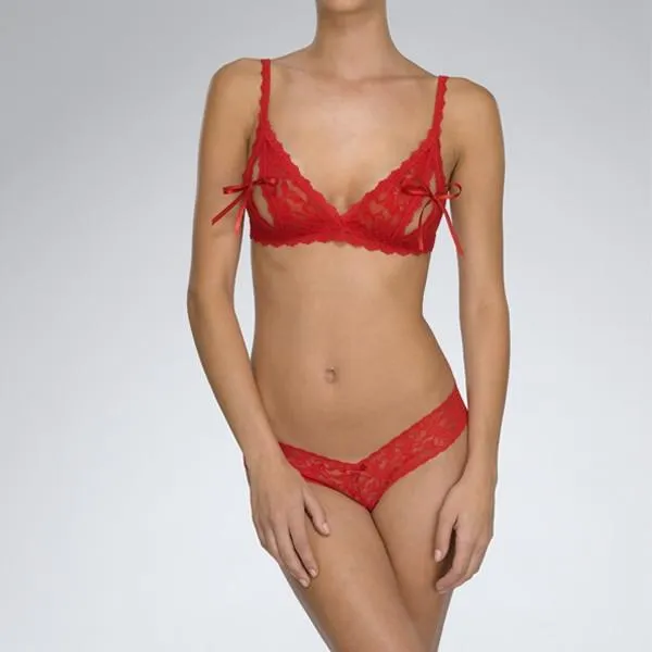 Lace Peek-A-Boo Bralette - Red -