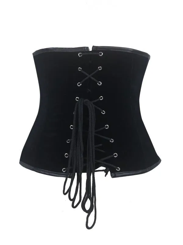 Lainani Black Velvet Underbust Corset with Strap
