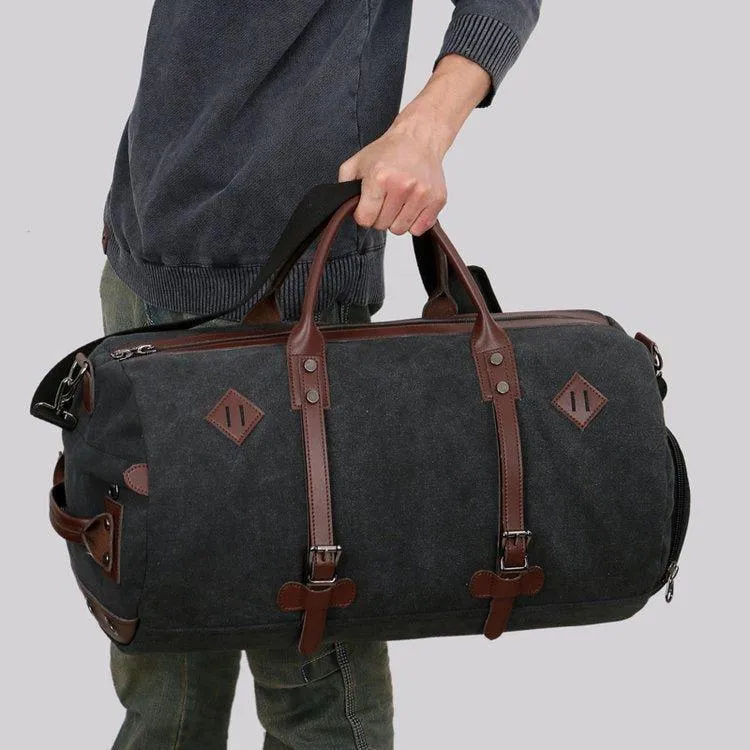 Large Canvas Duffle Bag with Shoe Compartment