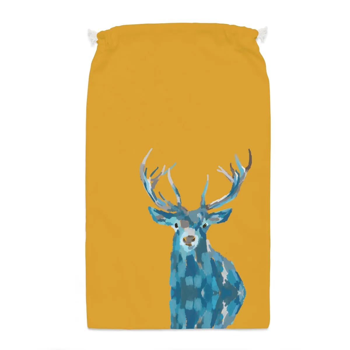 Large Canvas Toy Sack With Blue Deer Graphic