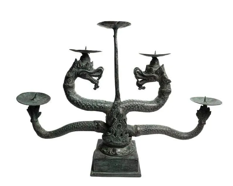 Large Solid Brass Dragon Candle Holder