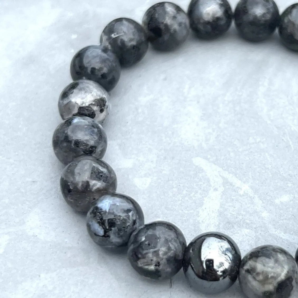 Larvikite 10mm Stone Beaded Bracelet