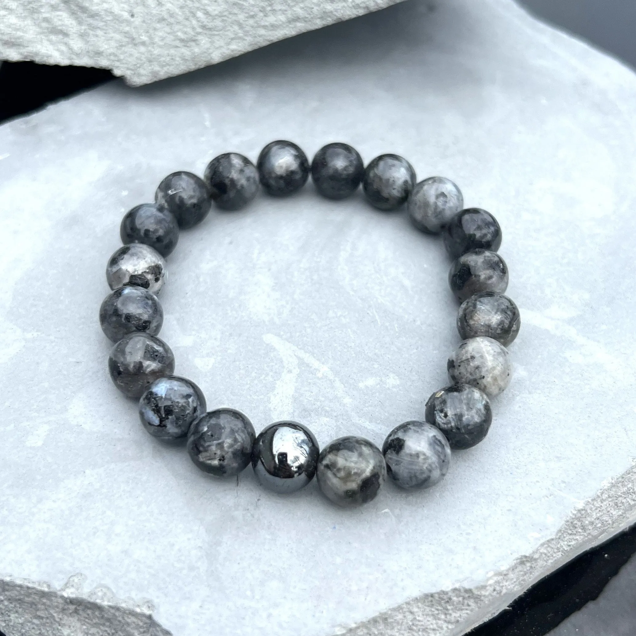 Larvikite 10mm Stone Beaded Bracelet
