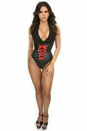 Lavish Wet Look Faux Leather Lace-Up Under Bust Corset