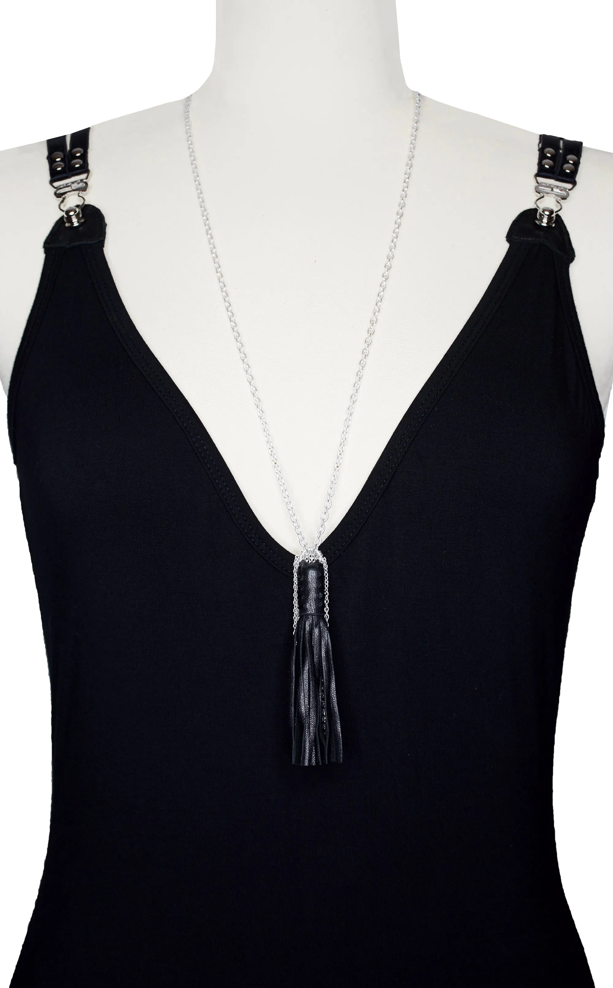Leather and Sterling Tassel Necklace