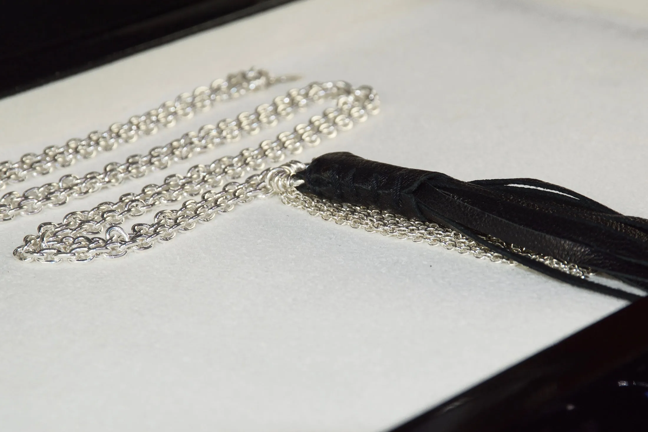 Leather and Sterling Tassel Necklace