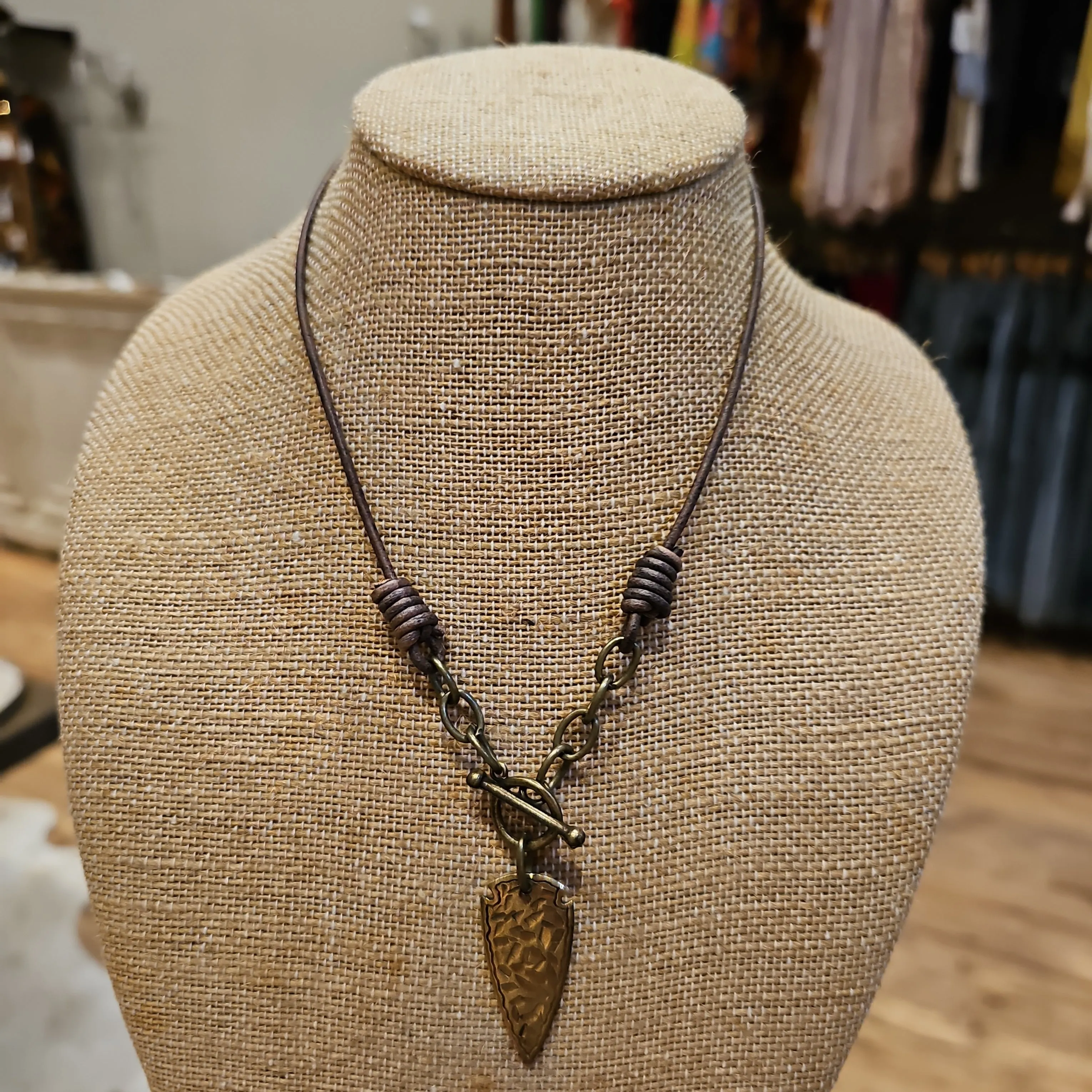 Leather Arrowhead Necklace