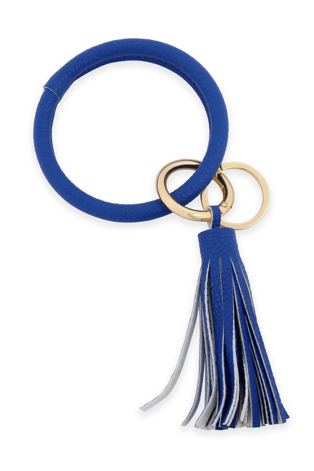 LEATHER COATED KEY RING WITH LEATHER TASSEL