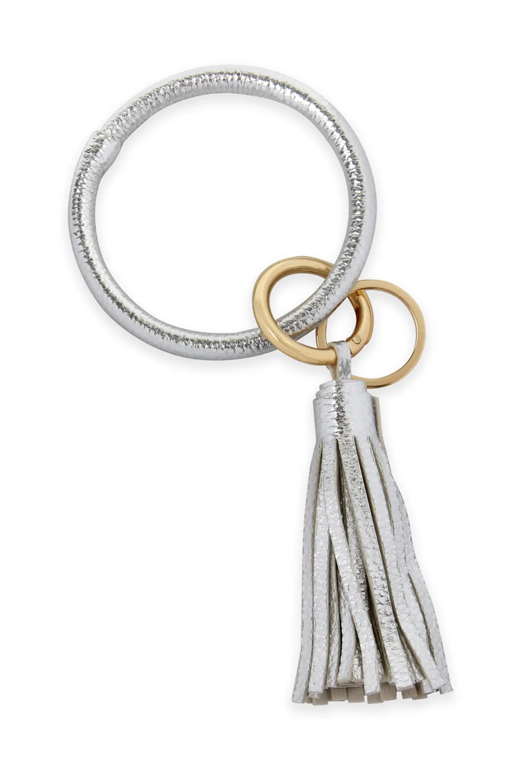 LEATHER COATED KEY RING WITH LEATHER TASSEL