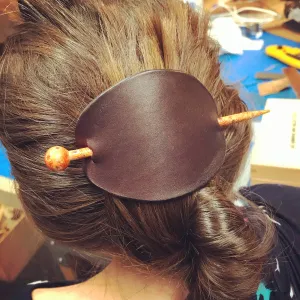 Leather Hair Pin,  “Pamela” Hair Pin, Hair Accessory, Boho Style