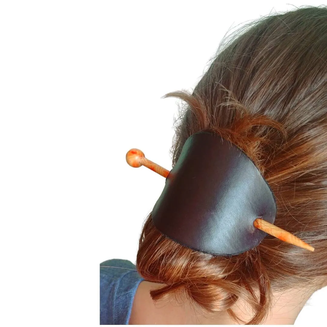 Leather Hair Pin,  “Pamela” Hair Pin, Hair Accessory, Boho Style