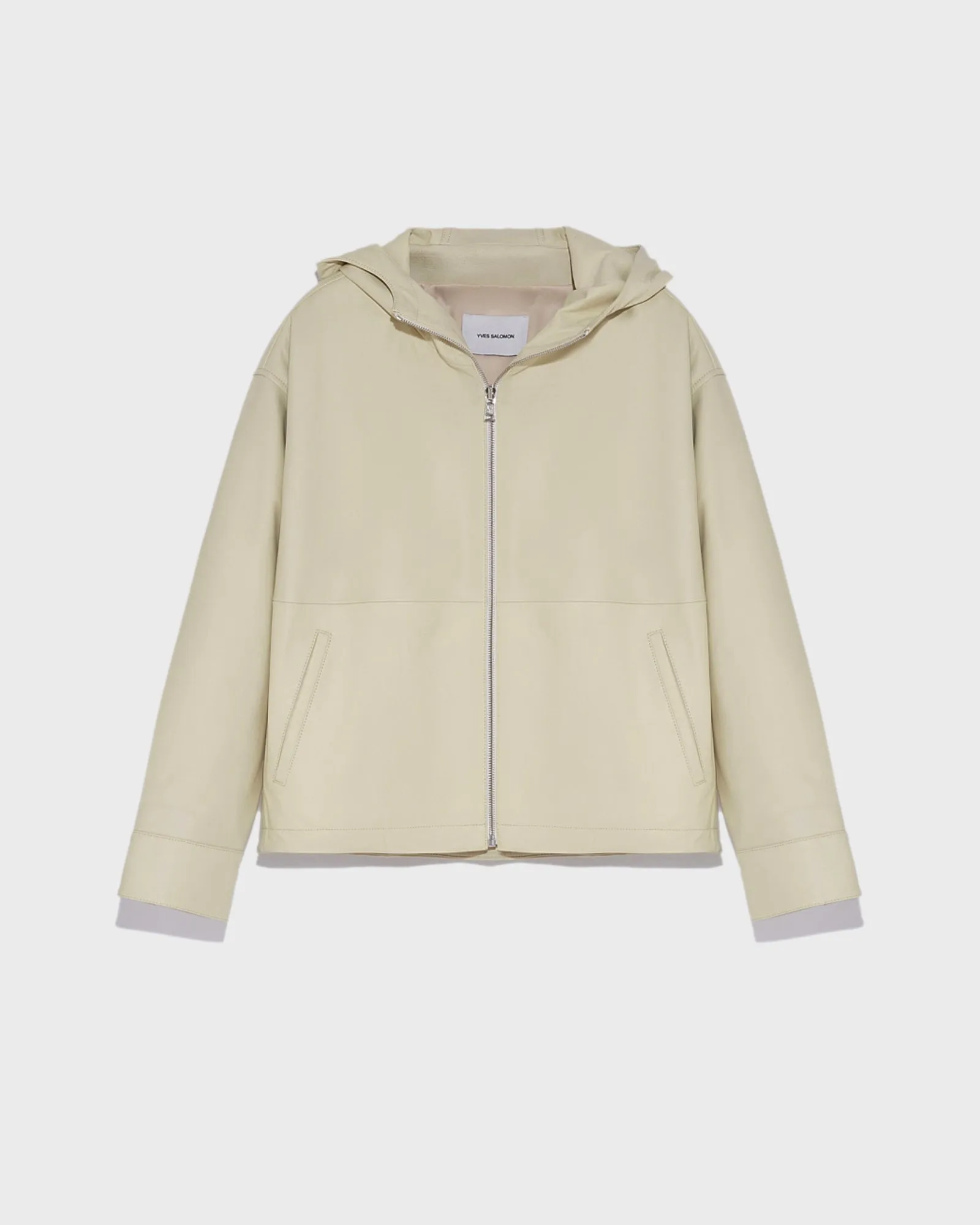Leather hoodie jacket