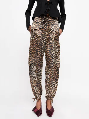 Leopard Printed Satin Trousers
