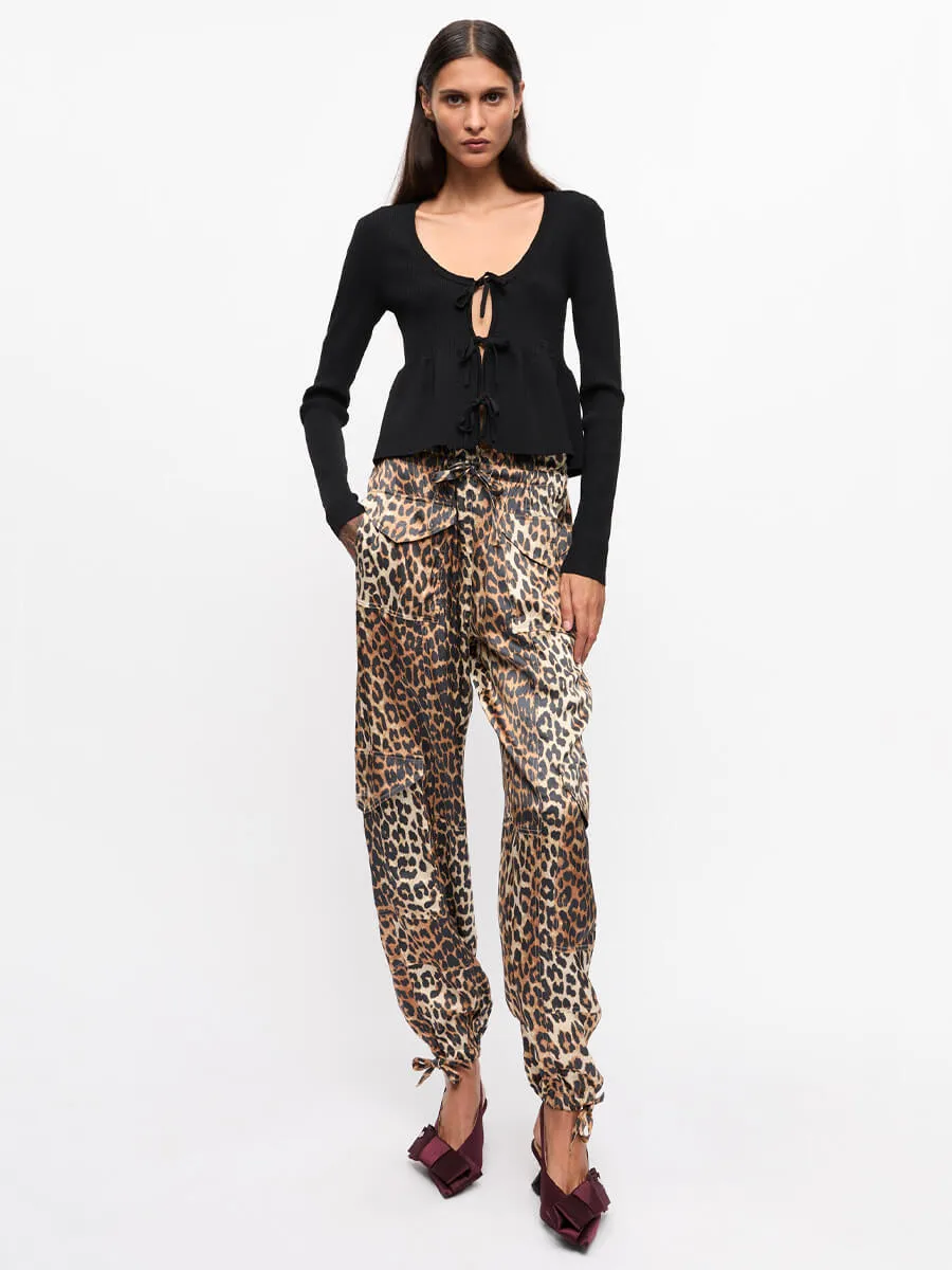 Leopard Printed Satin Trousers