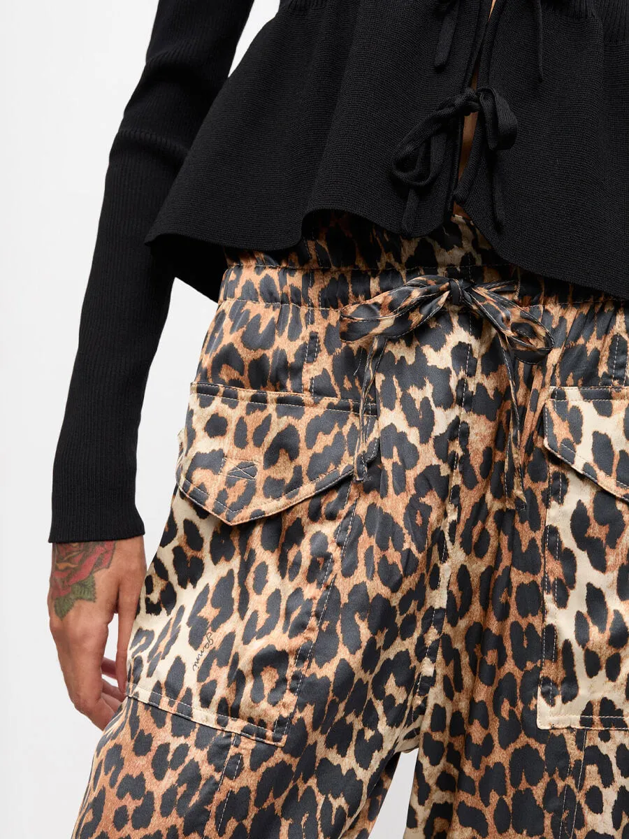 Leopard Printed Satin Trousers