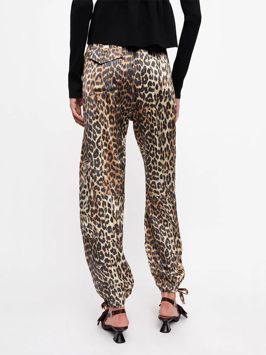 Leopard Printed Satin Trousers