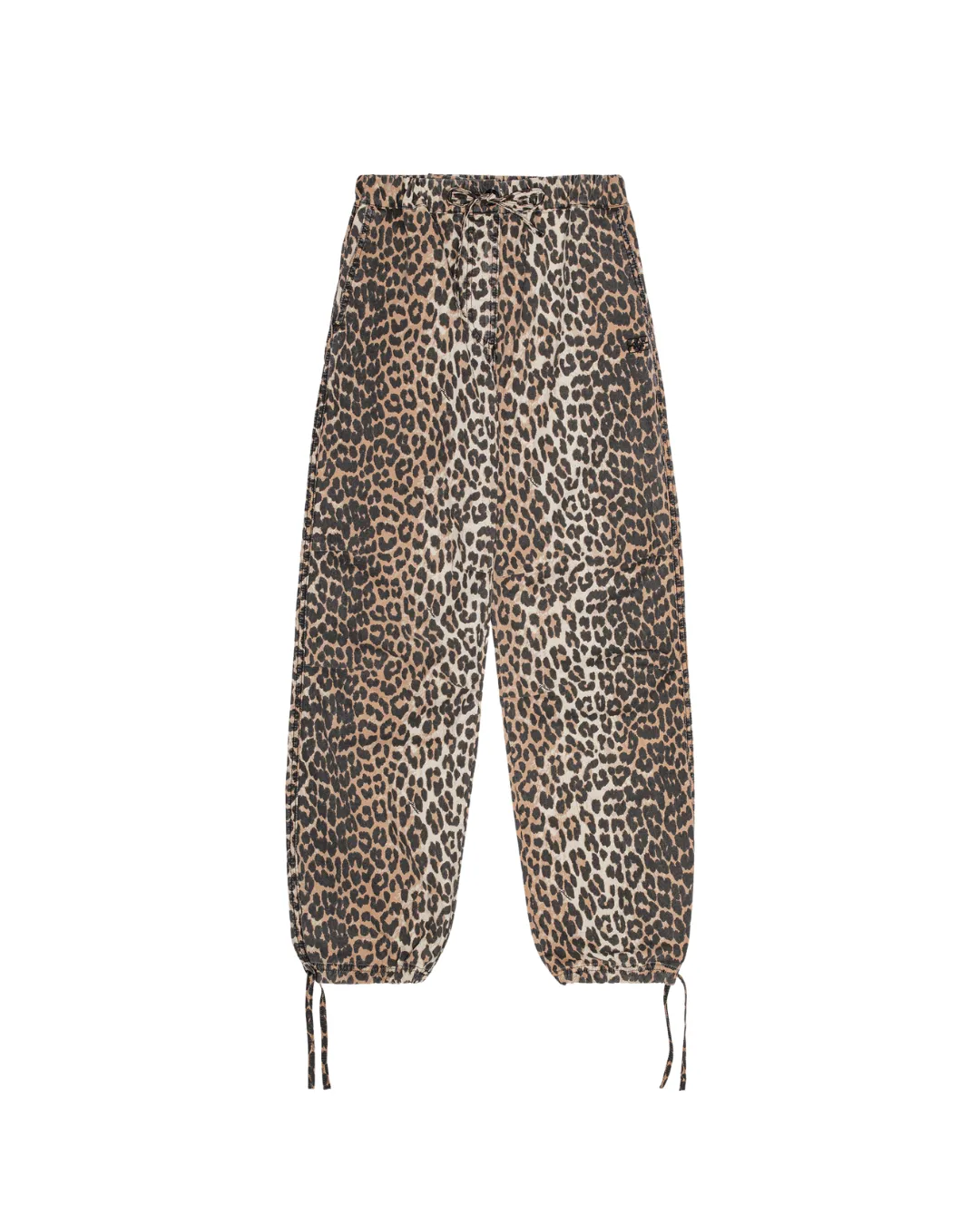 LEOPARD WASHED COTTON CANVAS DRAWSTRING PANTS