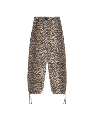 LEOPARD WASHED COTTON CANVAS DRAWSTRING PANTS