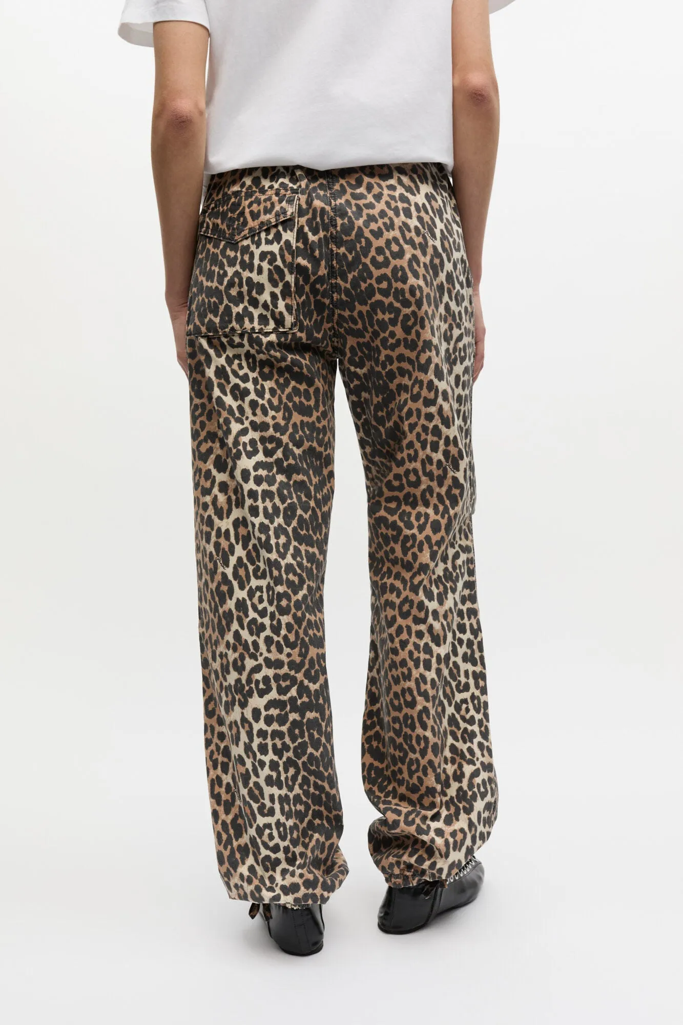 LEOPARD WASHED COTTON CANVAS DRAWSTRING PANTS