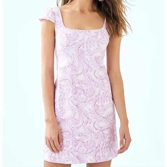Lilly Pulitzer Embroidered Laurent Dress Purple Quartz Swirl Size 10 New $178