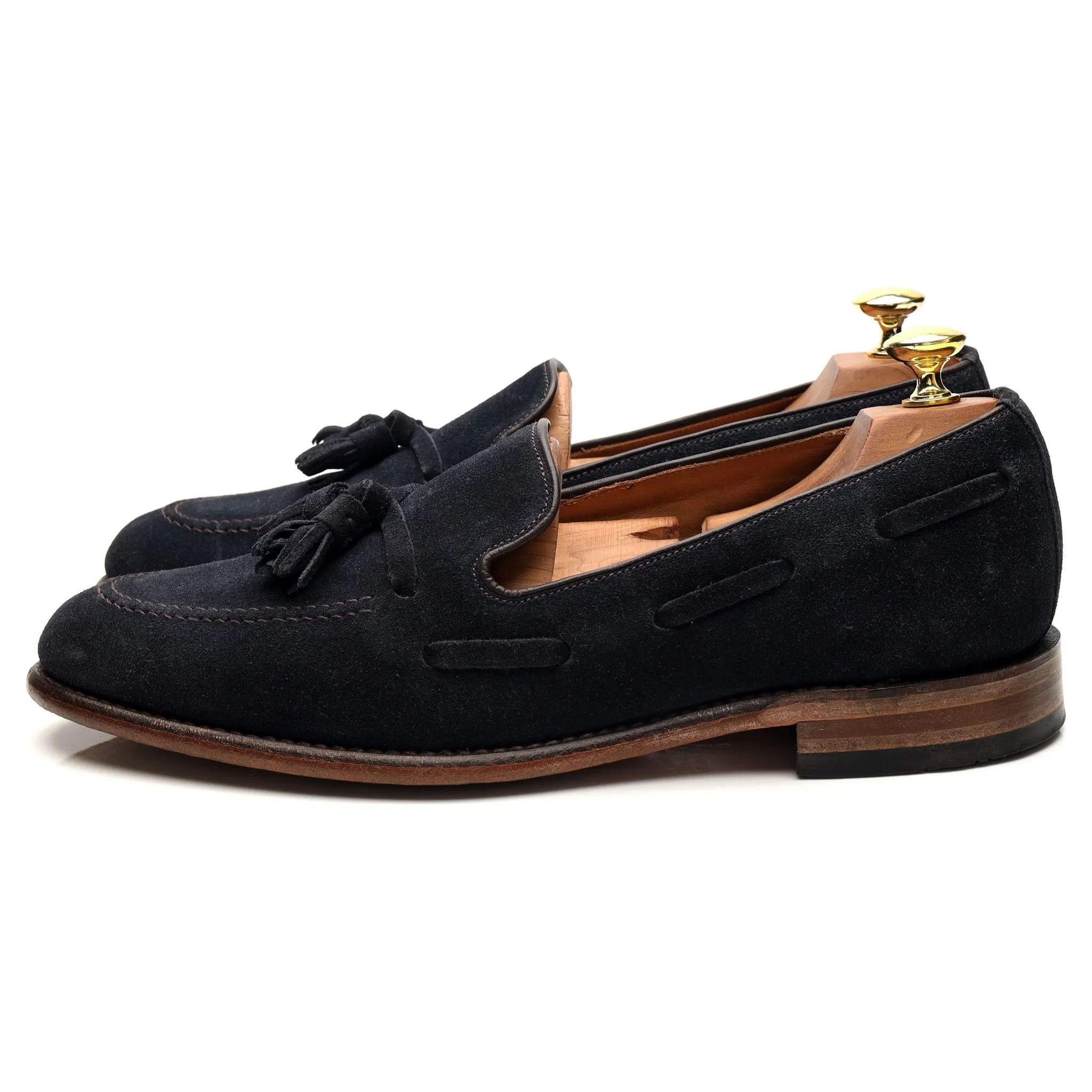 'Lincoln' Navy Blue Suede Tassel Loafers UK 8.5 F
