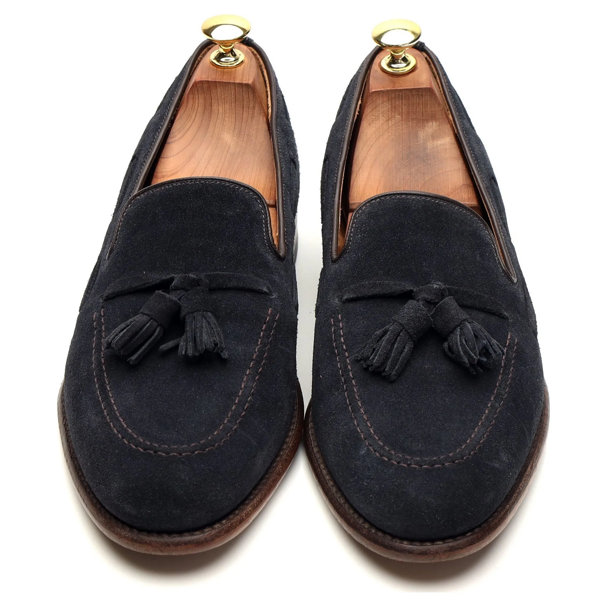 'Lincoln' Navy Blue Suede Tassel Loafers UK 8.5 F