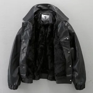 Loose PU Leather Motorcycle Jacket