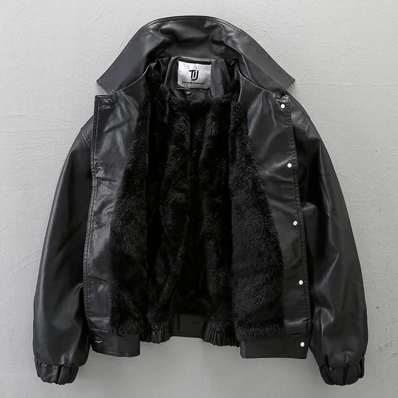 Loose PU Leather Motorcycle Jacket