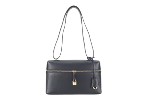 LORO PIANA EXTRA BAG L27 BLACK SMOOTH CALFSKIN GOLD HARDWARE WITH DUST COVER AND BOX