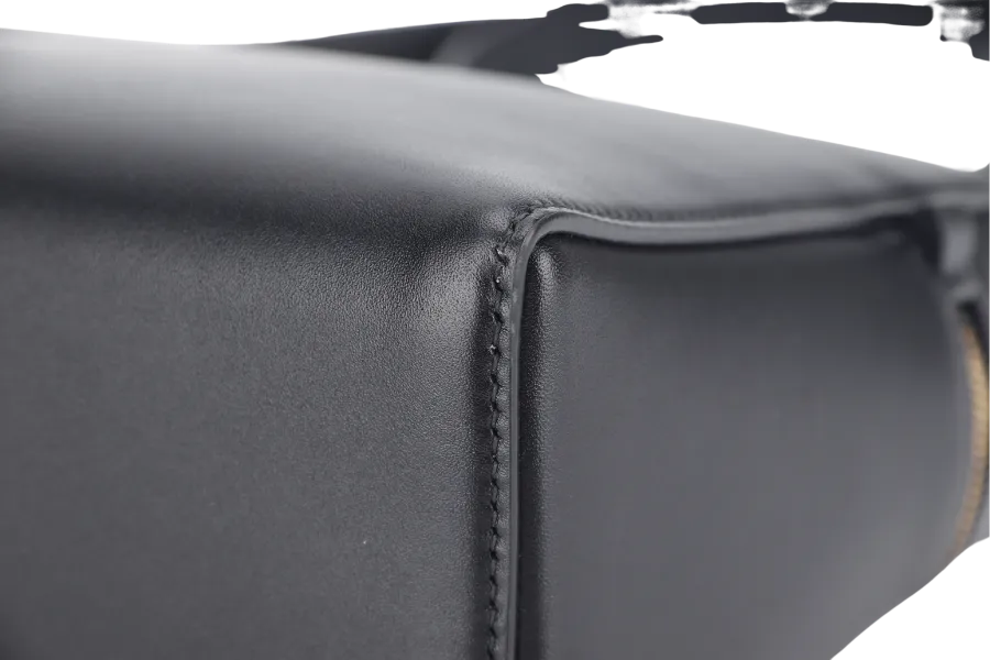 LORO PIANA EXTRA BAG L27 BLACK SMOOTH CALFSKIN GOLD HARDWARE WITH DUST COVER AND BOX