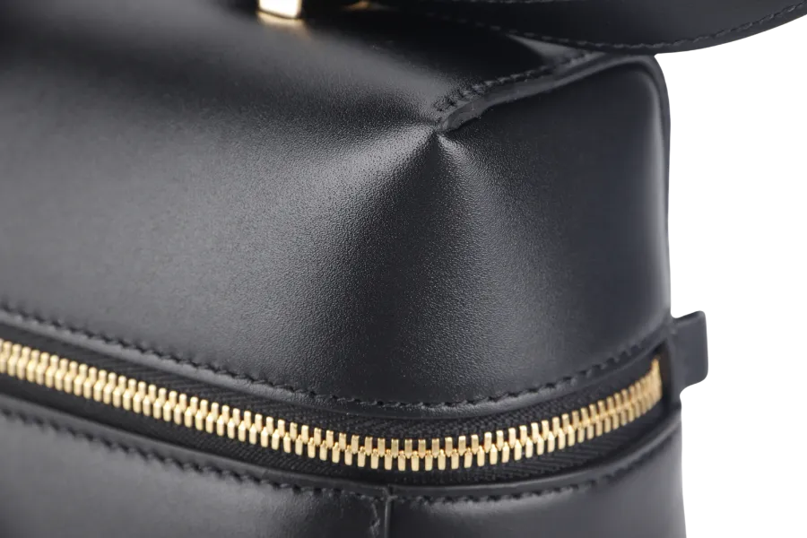 LORO PIANA EXTRA BAG L27 BLACK SMOOTH CALFSKIN GOLD HARDWARE WITH DUST COVER AND BOX