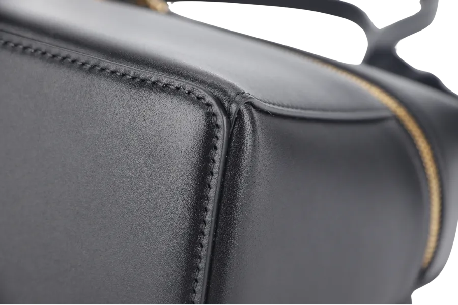 LORO PIANA EXTRA BAG L27 BLACK SMOOTH CALFSKIN GOLD HARDWARE WITH DUST COVER AND BOX