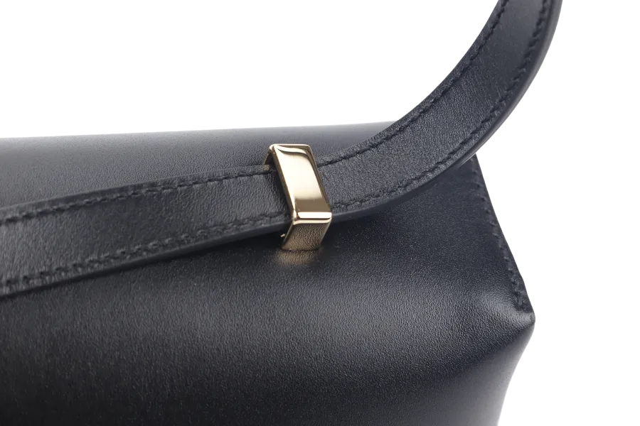 LORO PIANA EXTRA BAG L27 BLACK SMOOTH CALFSKIN GOLD HARDWARE WITH DUST COVER AND BOX