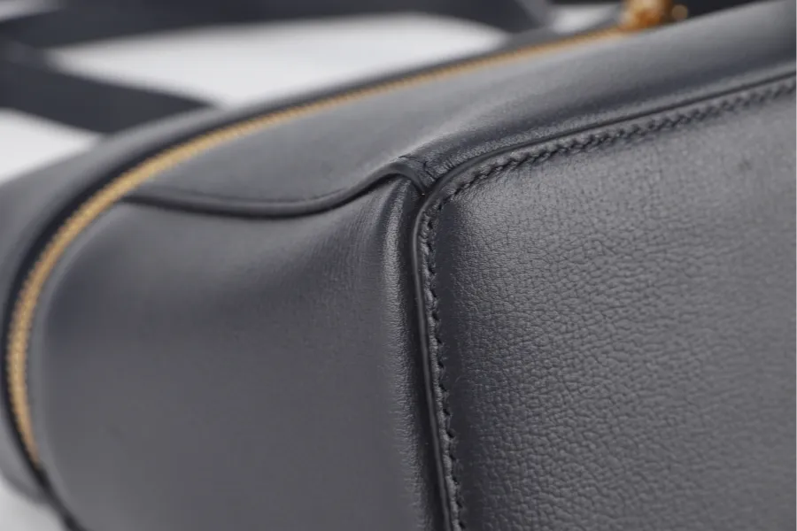 LORO PIANA L27 NAVY BLUE GRAINED CALFSKIN GOLD HARDWARE WITH DUST COVER, LOCK AND BOX