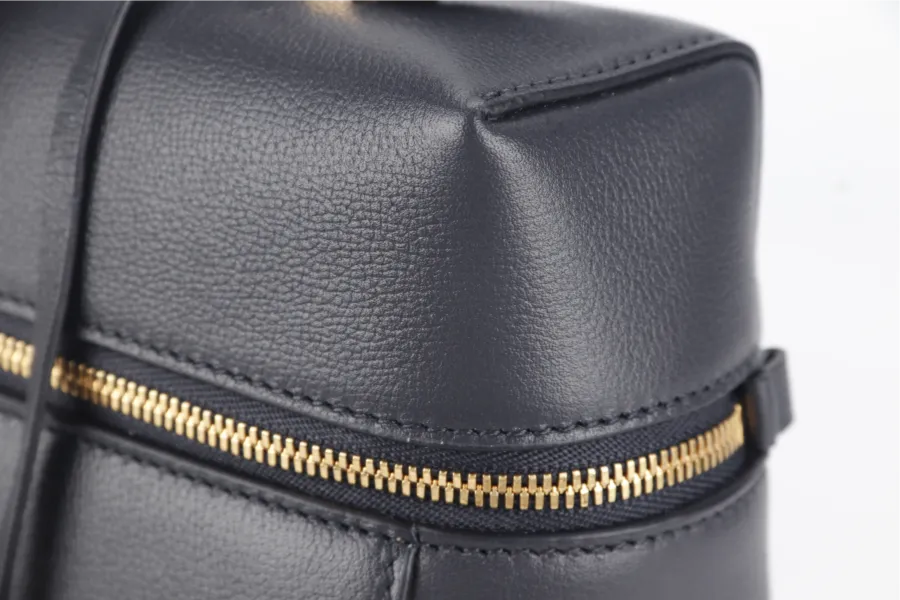 LORO PIANA L27 NAVY BLUE GRAINED CALFSKIN GOLD HARDWARE WITH DUST COVER, LOCK AND BOX
