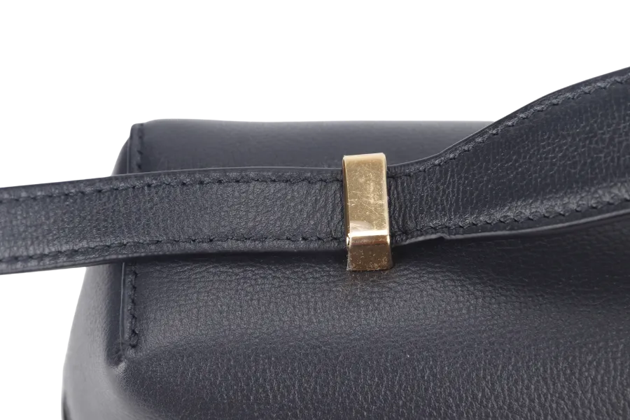 LORO PIANA L27 NAVY BLUE GRAINED CALFSKIN GOLD HARDWARE WITH DUST COVER, LOCK AND BOX