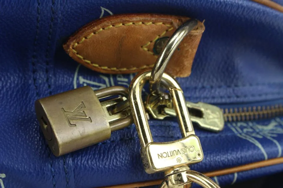 Louis Vuitton 1991 LV Cup Blue Monogram Sail Sac Cowes Messenger Bag 826lv89