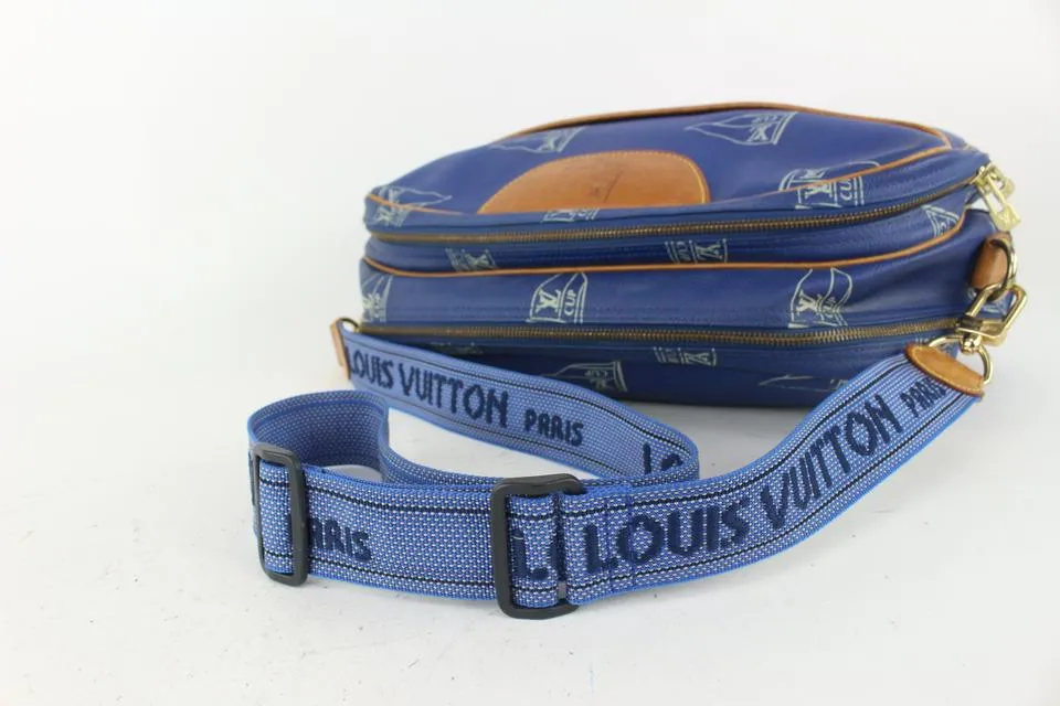 Louis Vuitton 1991 LV Cup Blue Monogram Sail Sac Cowes Messenger Bag 826lv89