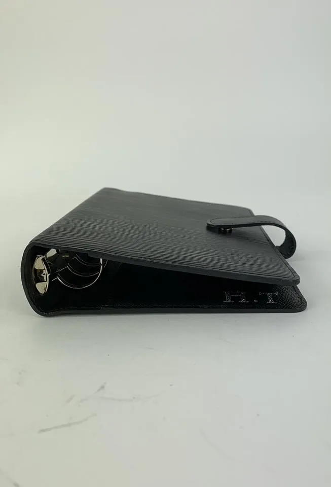 Louis Vuitton Black Epi Leather Noir Medium Ring Agenda MM Notebook Cover 47LVL1125