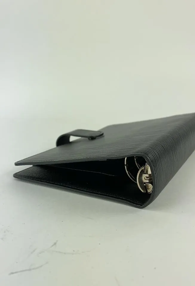 Louis Vuitton Black Epi Leather Noir Medium Ring Agenda MM Notebook Cover 47LVL1125