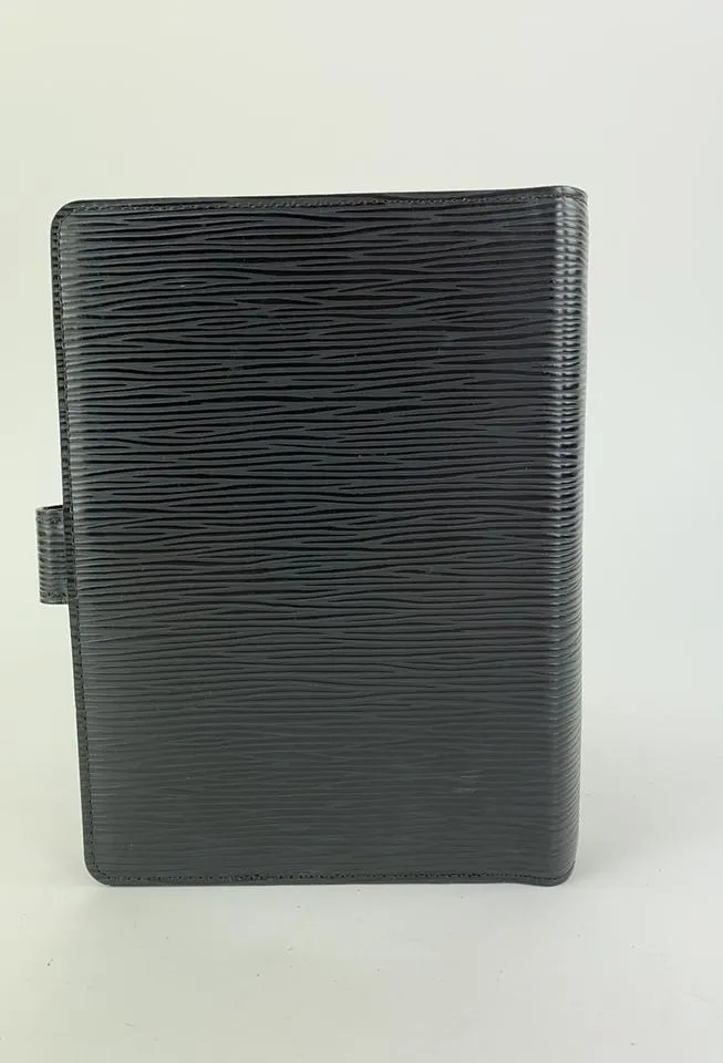 Louis Vuitton Black Epi Leather Noir Medium Ring Agenda MM Notebook Cover 47LVL1125