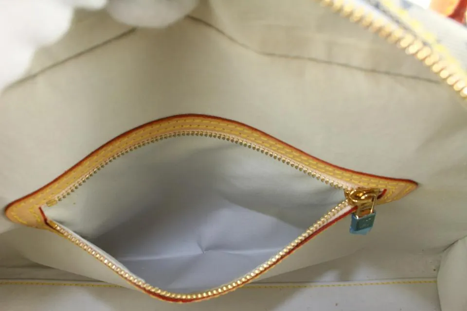 Louis Vuitton Blue Monogram Mini Lin Marie Speedy Deauville Boston Bag 607lvs616