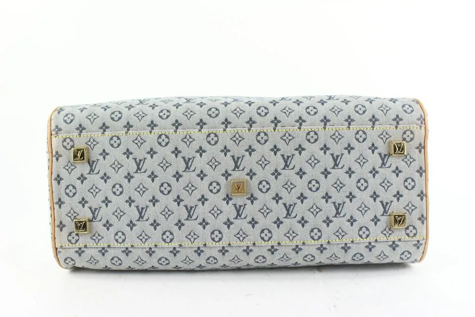 Louis Vuitton Blue Monogram Mini Lin Marie Speedy Deauville Boston Bag 607lvs616