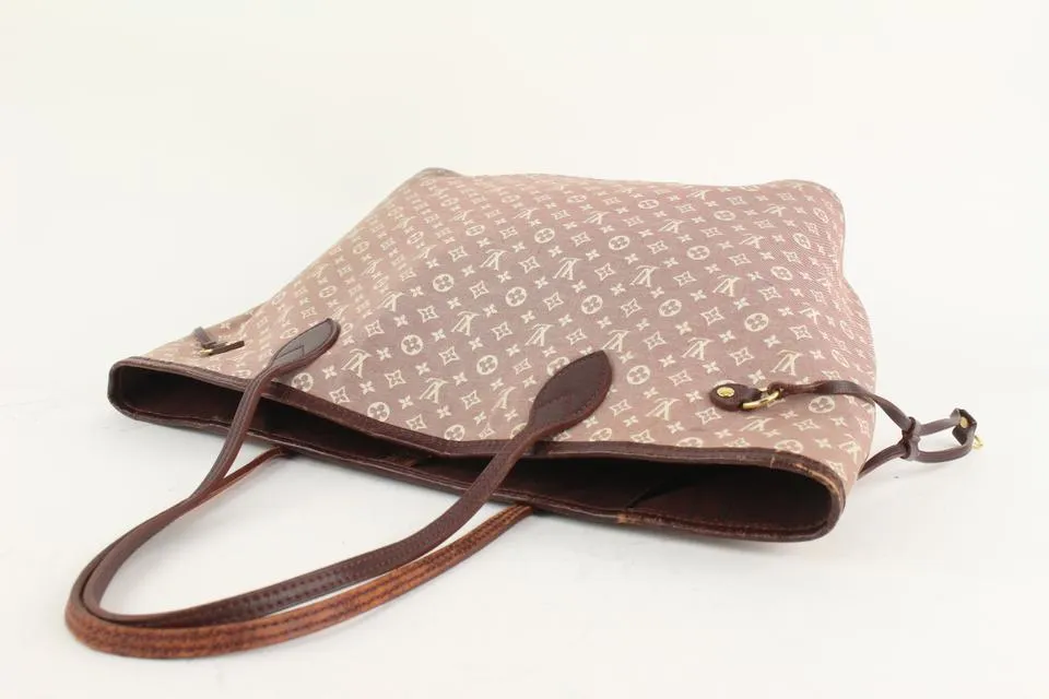 Louis Vuitton Burgundy Monogram Mini Lin Idylle Neverfull MM Tote 10lv1101