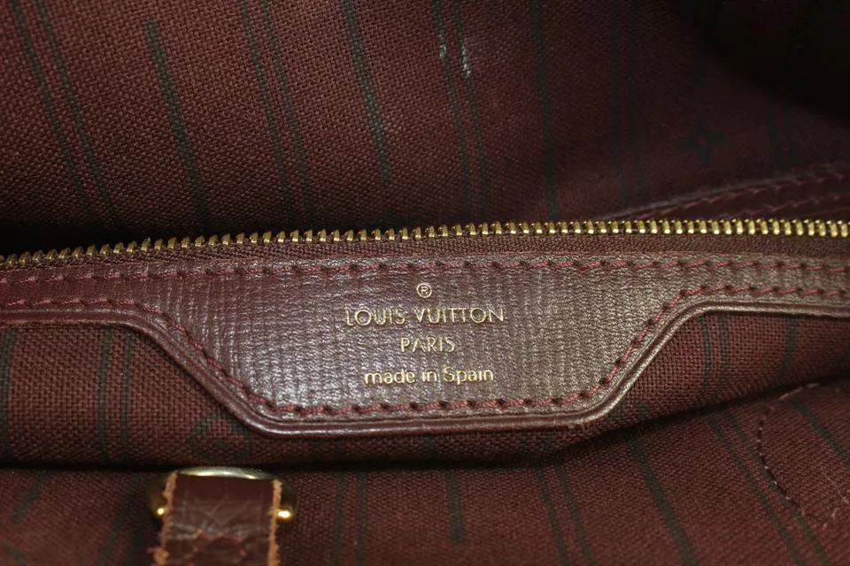 Louis Vuitton Burgundy Monogram Mini Lin Idylle Neverfull MM Tote 10lv1101
